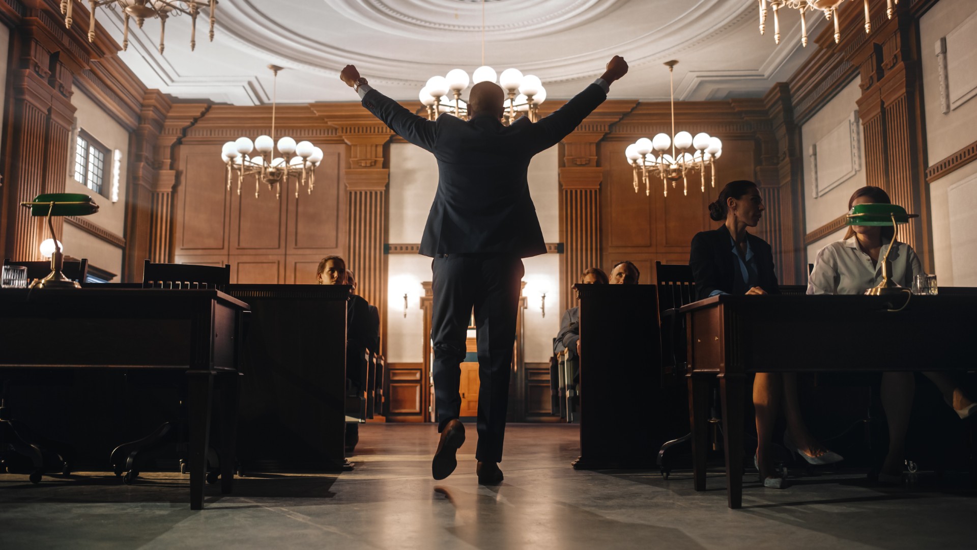 Courtroom success imagery